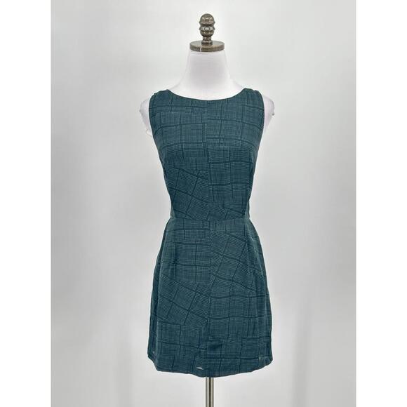 Rag & Bone Green Black Plaid Silk Sleeveless Sheath Dress Sz 10 - Picture 1 of 6